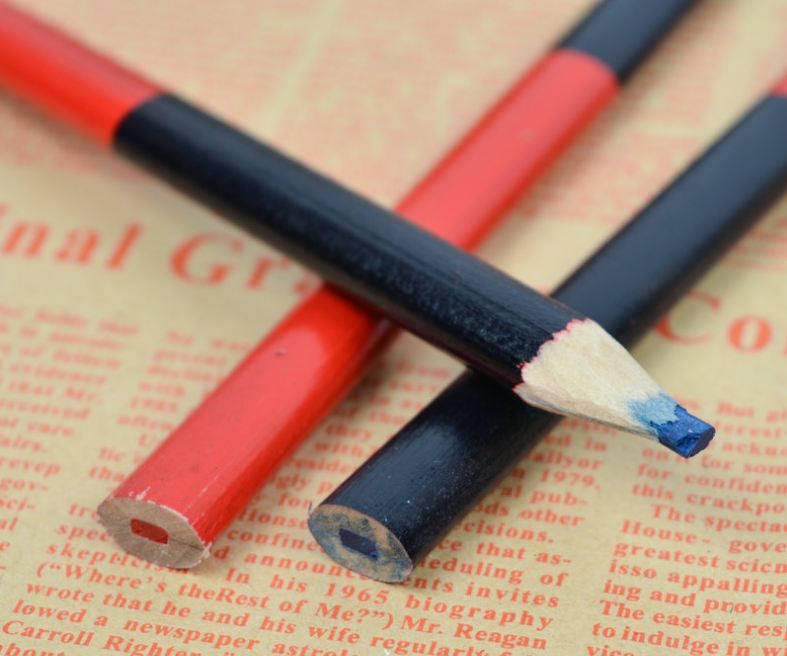Red and blue carpenter pencil